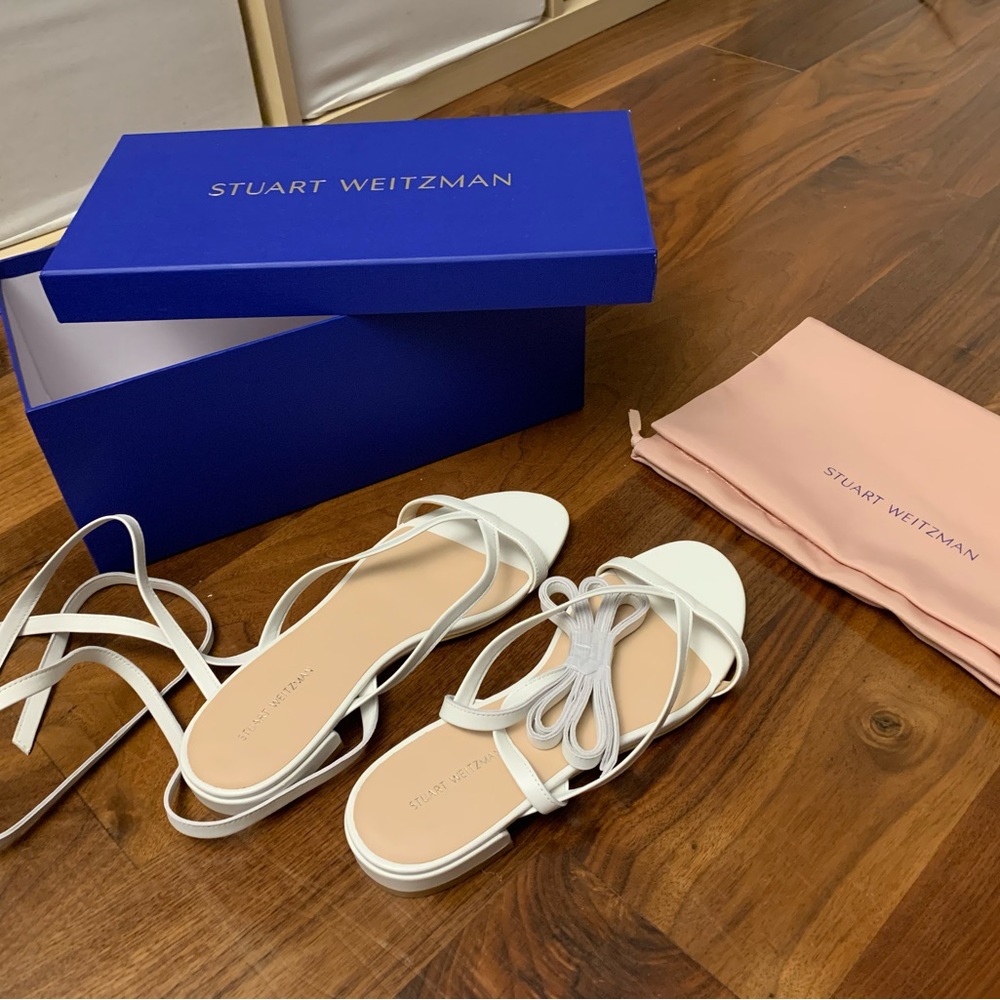 NWT Stuart Weitzman Anita leather sandal in white